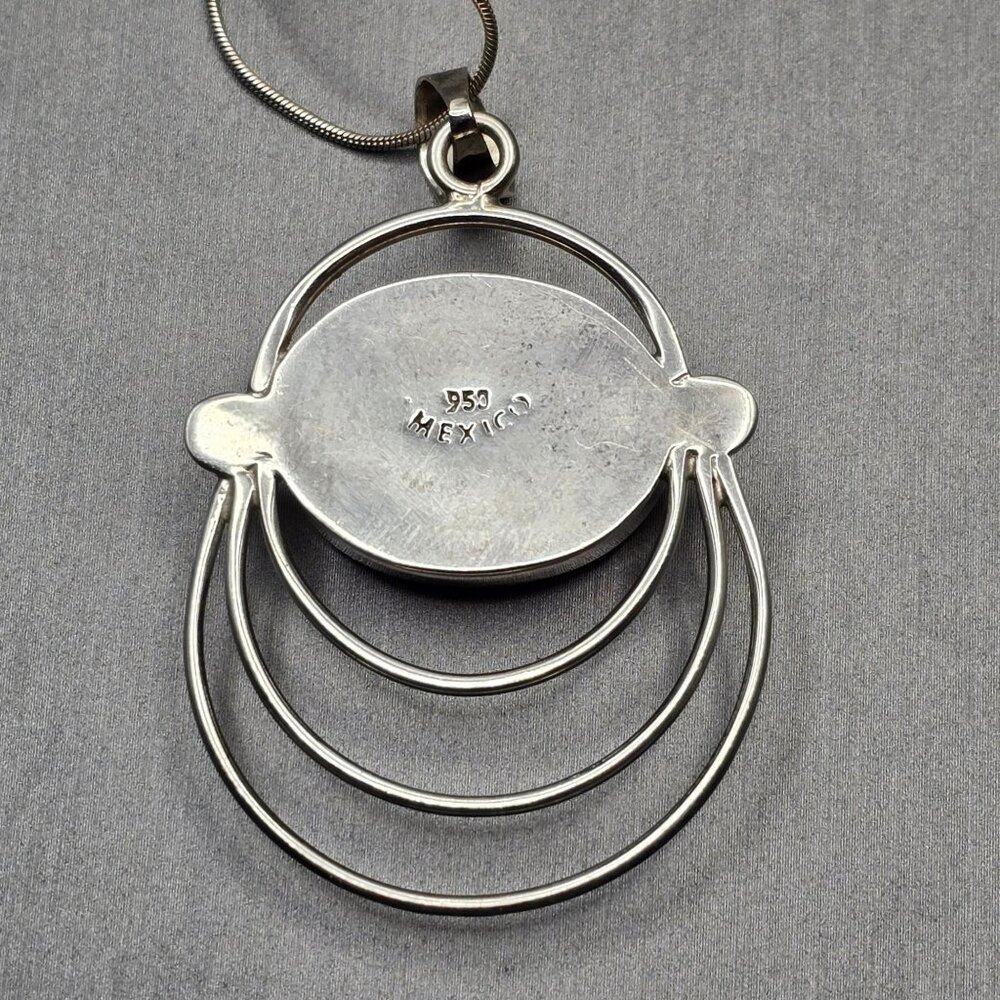 VTG 950 Silver Spiny Oyster Pendant Necklace 17" Mexico Modernist Design 12.8g - Picture 4 of 11